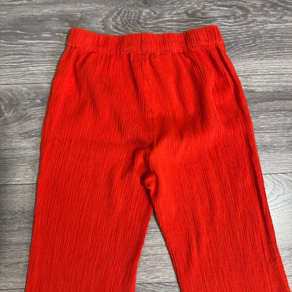 Bohemian Urban Outfitters Red Ribbed Flare Leg Pants Elastic‎ Waist XS Wide Leg - Image 6