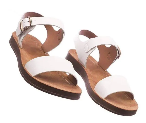 White Ankle Strap Vegan Leather Sandal Size 9 - Image 6