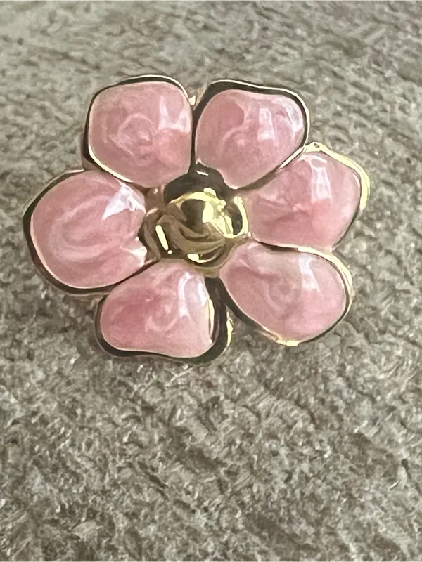 Women’s Gorgeous Pink & Gold Flower Design Statement Adjustable Ring Size 6-9 - Image 2