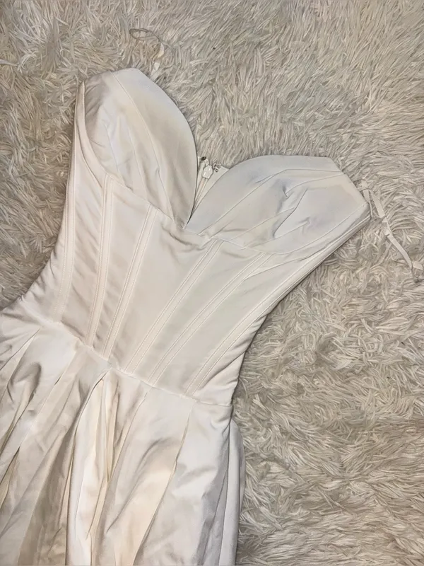 NEW HOUSE OF CB Lady Strapless Corset White Midi Dress Sz S FULLER CUP - Image 9