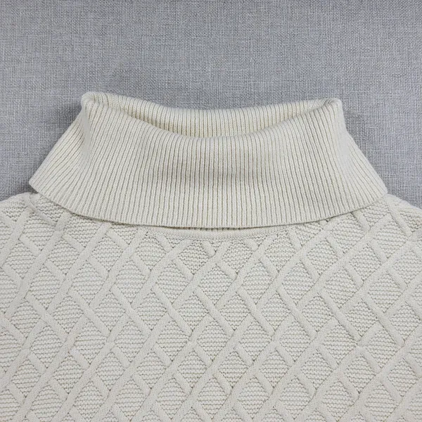 Tantrums Womens Vest One Size Ivory Wool Blend Cross Hatch Turtleneck Knit - Image 5