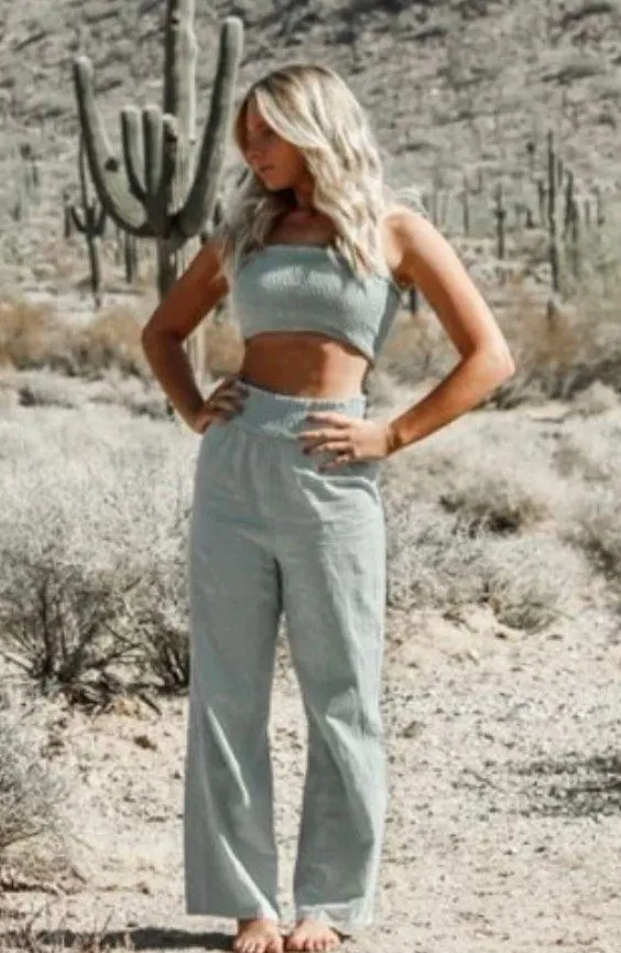 2 piece crop top pants set Orange Size M - Image 12