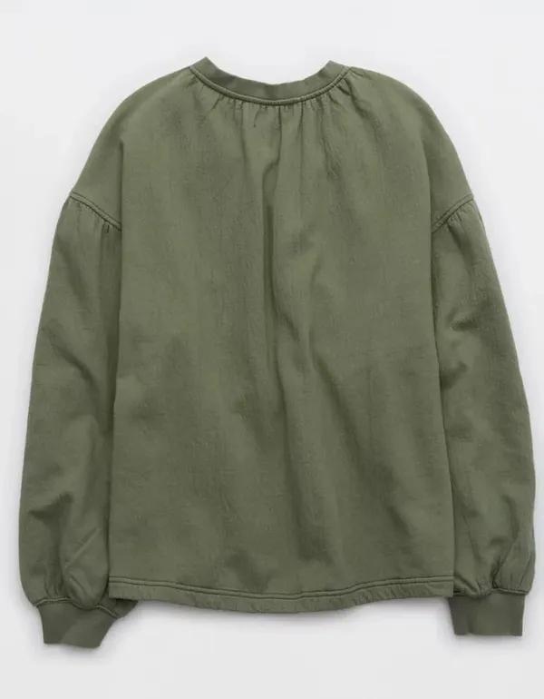 Aerie Easy Street Sweatshirt in Olive Green - Image 7