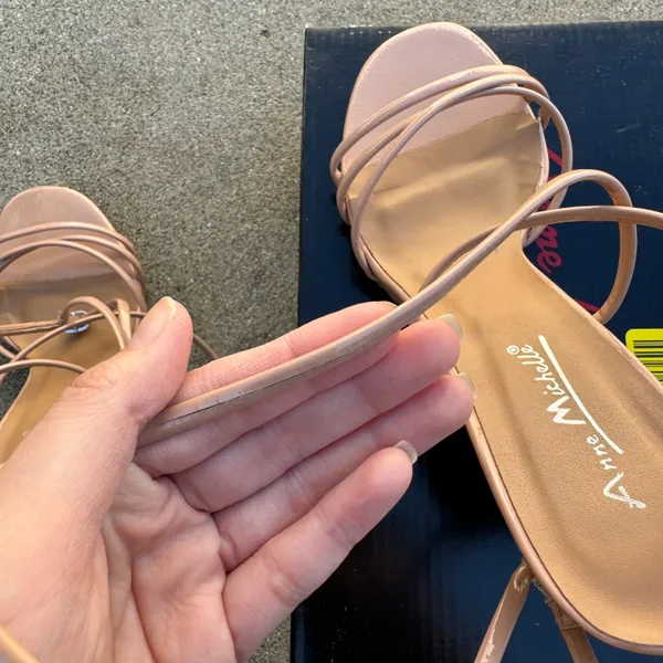 Boutique Nude Faux Patent Leather Strappy Heels - Image 7