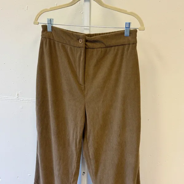 Sincerely Jules Brown Corduroy Straight Flare Pants High Rise Elastic Waist Lg - Image 3