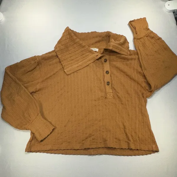 We The Free Now Drop Off Center Burnt Orange Copper Chunky Knit Sz Lg Oversized - Image 5