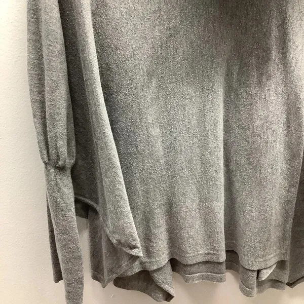 Fever Grey Knit Cowl Neck Tunic Faux Wrap Sweater Top Size Medium Preowned - Image 2