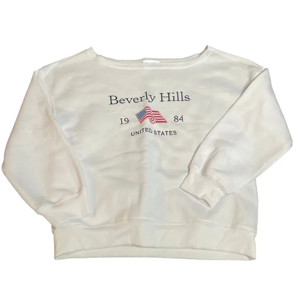 Harper Ivy Beverly Hills 1984 USA Flag Sweatshirt White Size S - Image 2