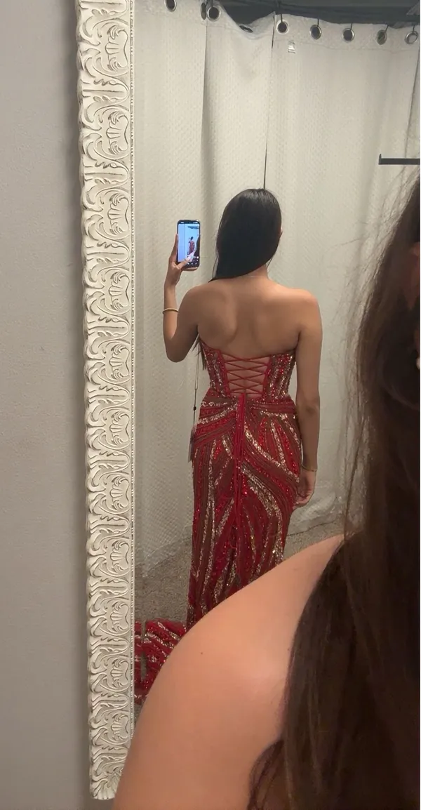 Ashley Lauren Red Prom Dress - Image 3