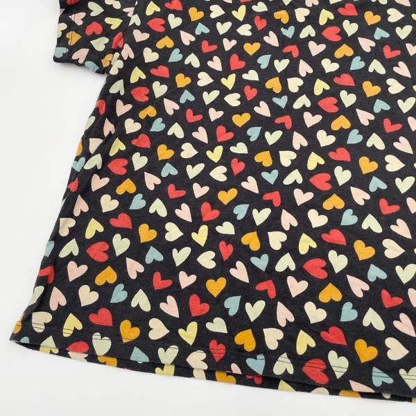 Old Navy Sunday Sleep Pajama T-Shirt & Shorts Lounge Set Size Medium Grey Hearts - Image 4