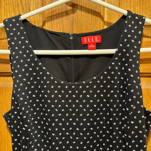Elle Polka Dot Sleeveless Mini Swing Dress w/ Cobalt Blue Belt - Size 8 - Image 2