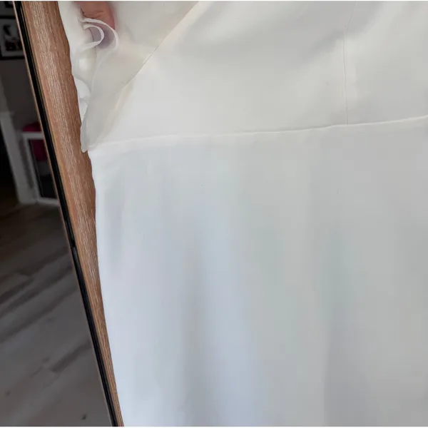 Amanda Uprichard Farryn mini Dress Ivory bridal satin ruffle silky formal bride - Image 13