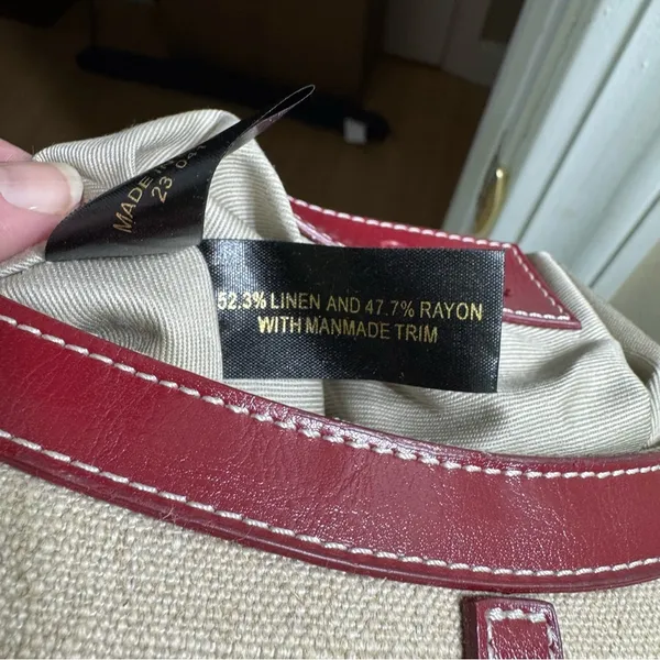ETIENNE AIGNER Shoulder Bag Mini Linen Burgundy Leather 90’s Y2K Vintage - Image 6