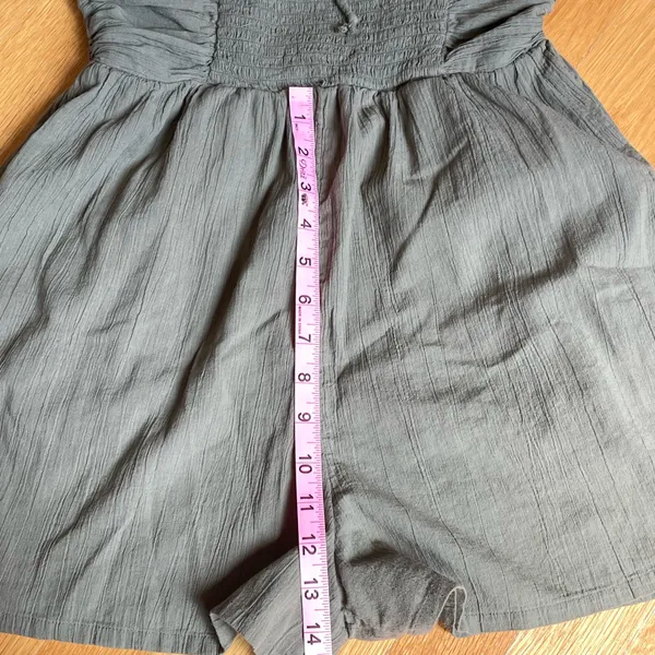 Aerie Olive Green Smocked Romper Women’s Size SP Small Petite Cotton Gauze - Image 7