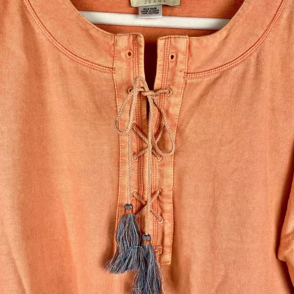 Tru Luxe Jeans Peach Long Sleeve Embroidered Top XL - Image 3