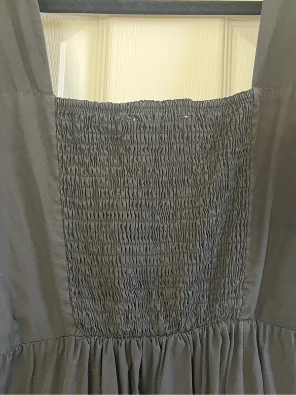 Women’s ASTR the Label Poplin Puff Sleeve Tiered Midi Dress Black Size M - Image 10