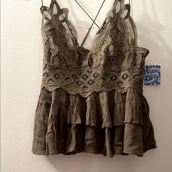 NWT Free People Adela Cami Olive Green - Image 3