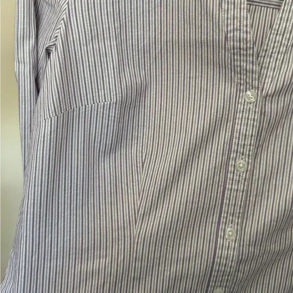 Ann Taylor LOFT Dress Shirt Long Sleeve Blouse Striped Button Up 10 Petite 10p - Image 5