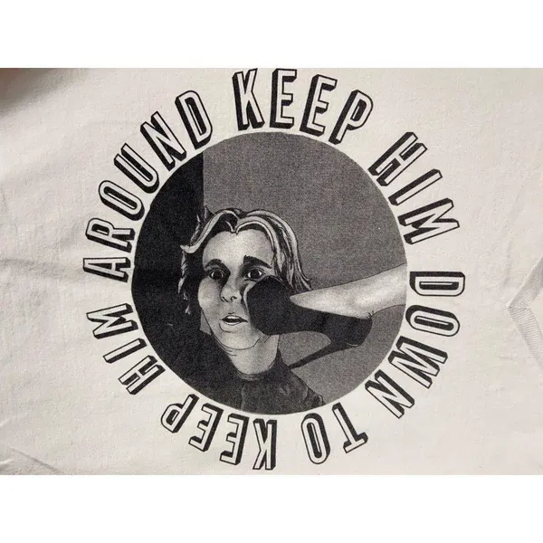 Gildan Tee Keep Him Down To Keep Him Around V-neck Graphic Tee White Medium - Image 2
