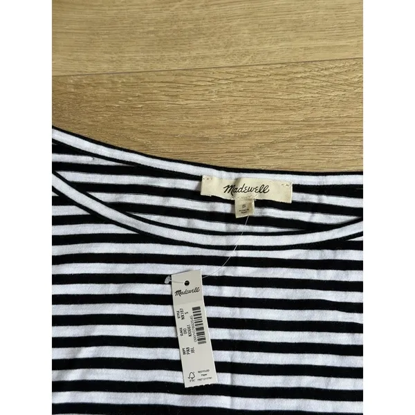NWT Madewell Ruched Crewneck Long-Sleeve Tee in Soft Slub Jet black size M - Image 5