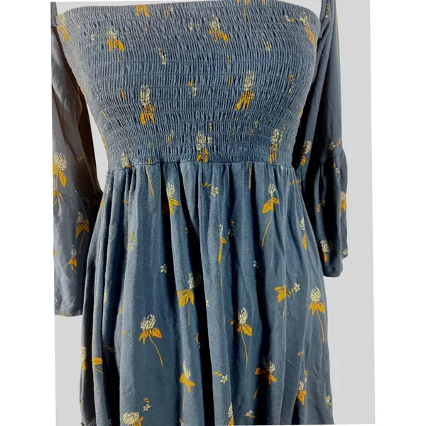 Free People Smocked Floral Lana Tunic‎ Top Bell Sleeve Off Shoulder Small - Image 10