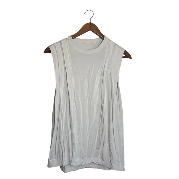 Lululemon White Opal Modal Pleated Shoulder Sleeveless Athletic Tank Top - Image 4