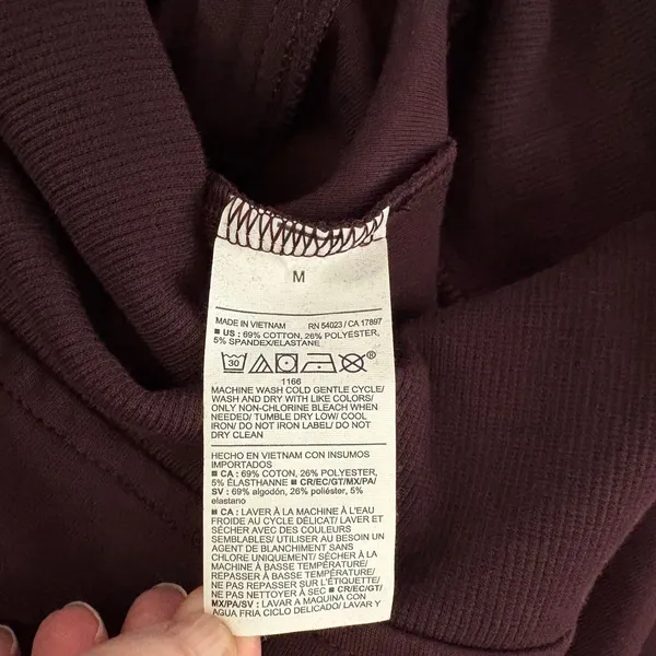 Old Navy Active Dynamic Fleece Half Zip Hoodie Maroon Burgundy Thumbhole Cropped - Image 10