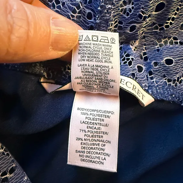 Victorias Secret Blue Satin Lace Trim Chemise Nightie Slip Dress Size XS - Image 7