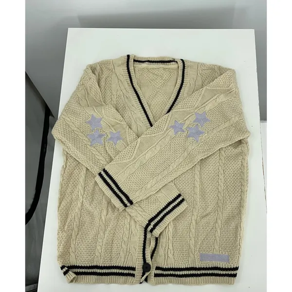 Women's Cardigan Star Embroidery Knit Open Front Cardigan V‎ Neck Long Sleeve - Image 4