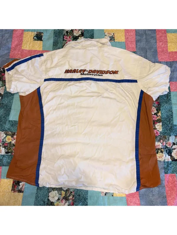 Harley-Davidson Womans XL Embroidered White Short Sleeve Button-Up Shirt - Image 2