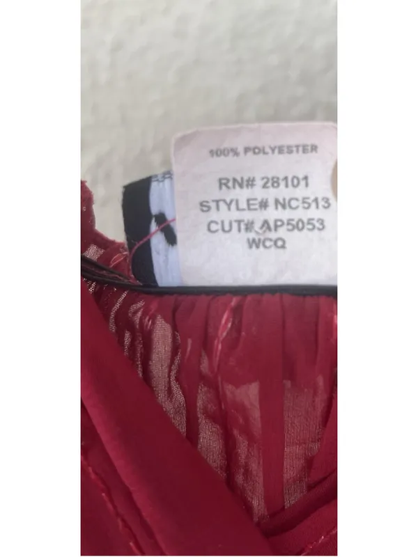 VTG Y2K Rave Sheer Sequin Embellished Handkerchief Babydoll Top 2XS Red USA Club - Image 5