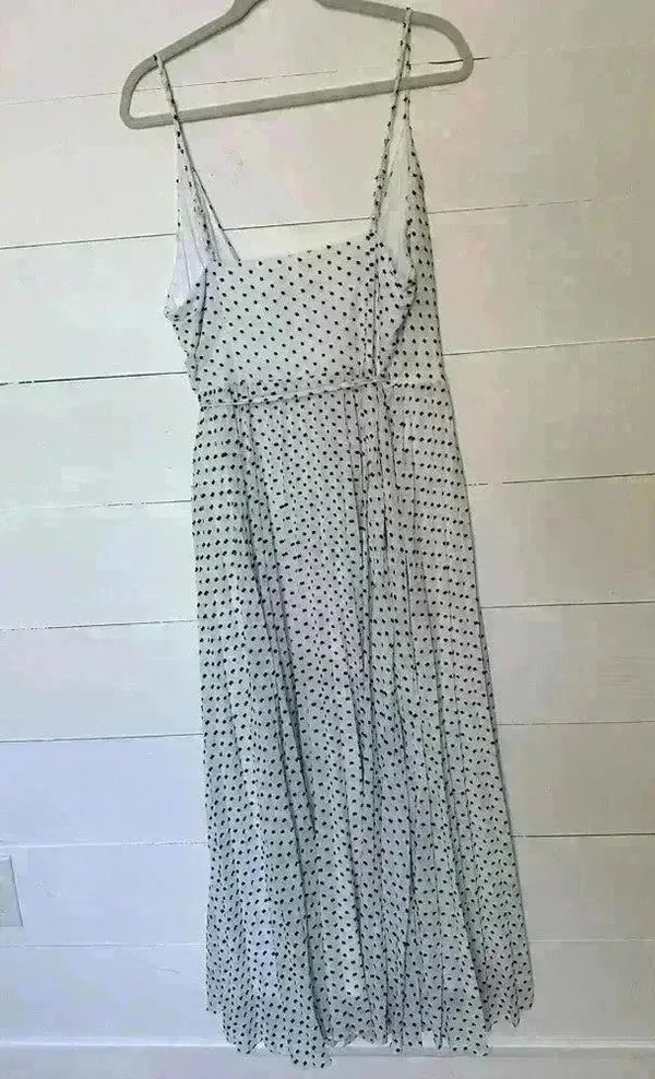 Express White With Black Swiss Polka Dot Wrap Front Maxi Dress Size L - Image 7