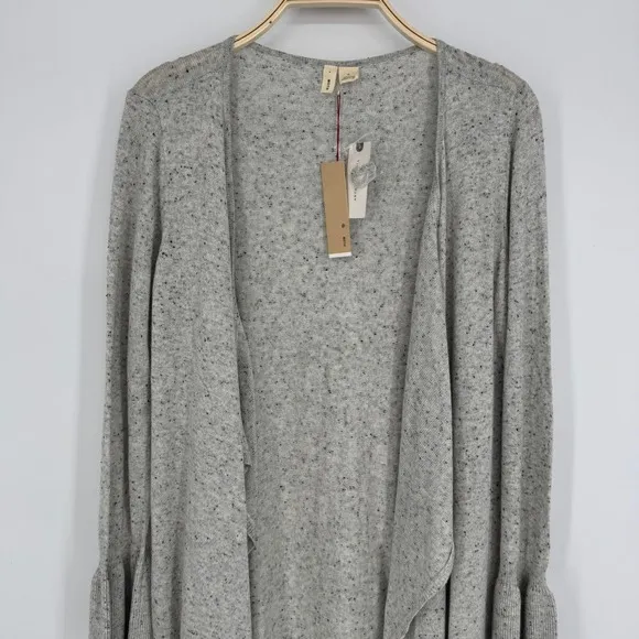 Anthropologie‎ Moth Lyra Bell Sleeve Waterfall Cardigan Medium Gray Boho NWT - Image 5