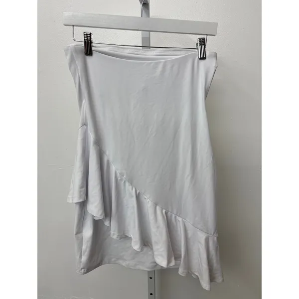 NWT Susana Monaco Sz S Solid White Asymmetrical Ruffled Strapless Mini Dress - Image 3