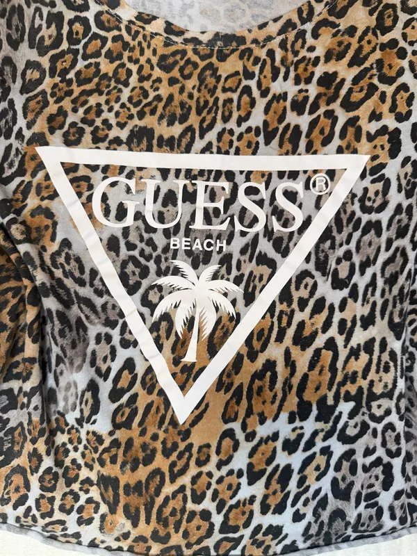 GUESS Beach Leopard Print Logo Crop Top Shirt Size XS - Image 3