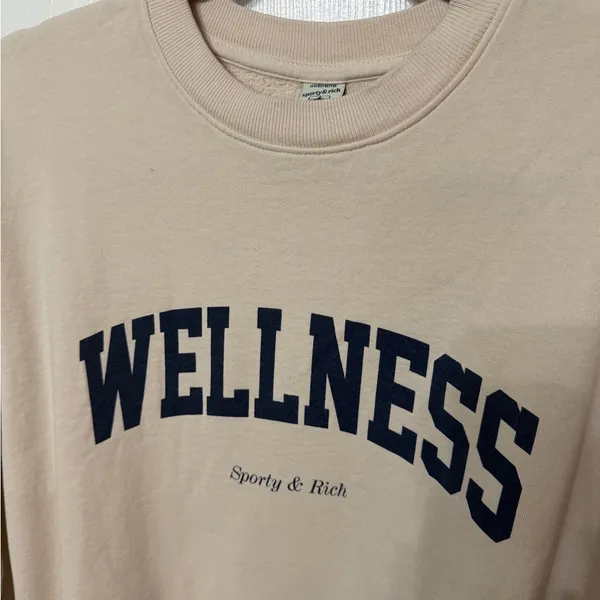 Sporty and Rich Cream Wellness Sweatshirt XS unisex‎ oversized - Image 4