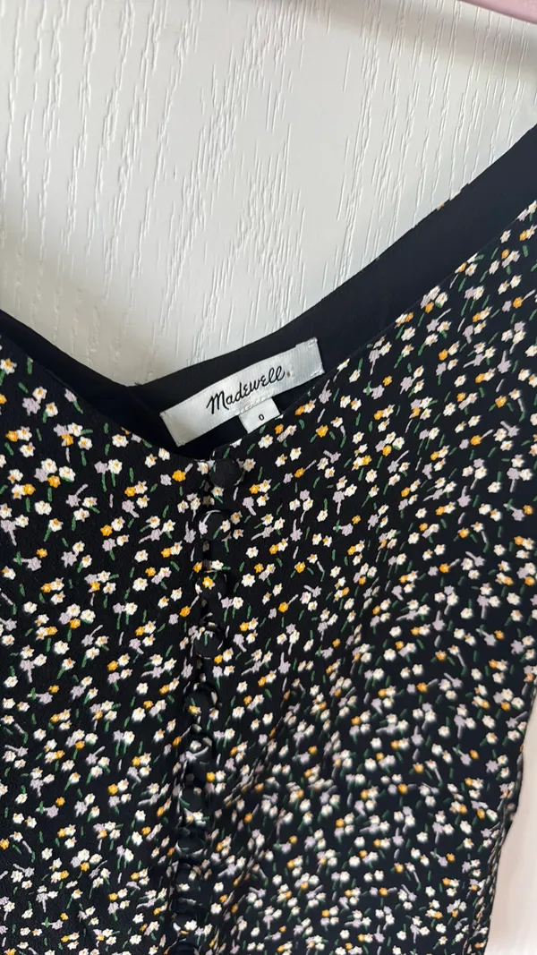 Madewell Button Black Floral Cami Tank Top - Image 2