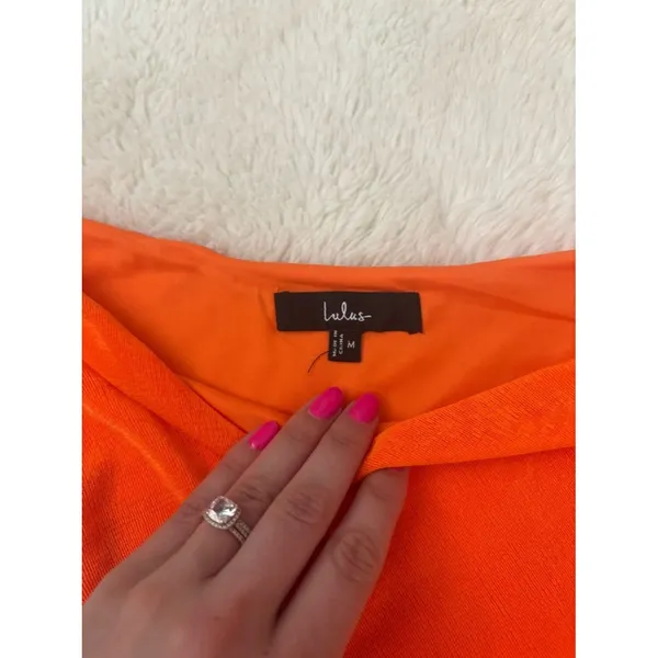 Lulus Neila Orange One-Shoulder Cutout Sash Mini Dress Size Medium Party Sexy - Image 5