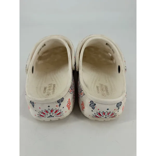 Crocs Clogs Women 6 White Bandana Paisley Print Classic Comfort Boho Retro - Image 4