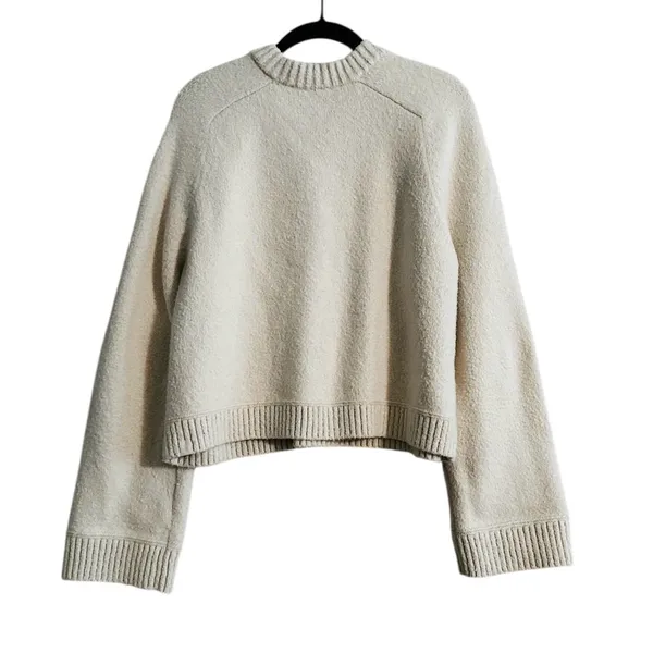Lululemon Brushed Cotton Merino Blend Crewneck Sweater Ivory Preppy Size Small - Image 9