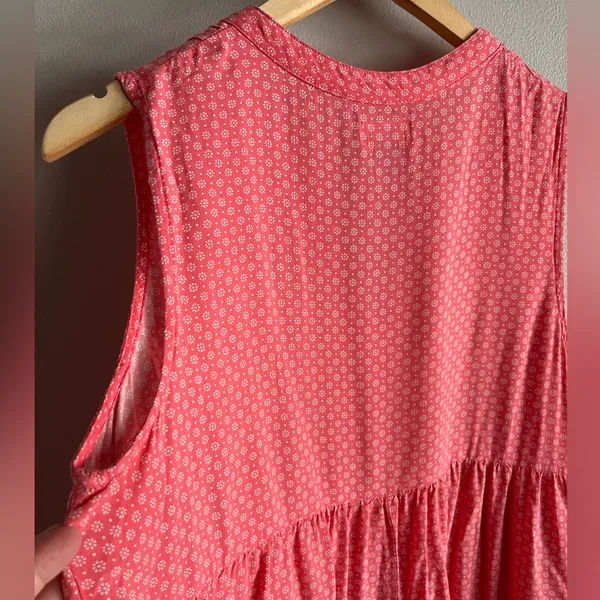 Old Navy Coral Boho Pintuck Sleeveless Dress Flowy Mini Women L - Image 5