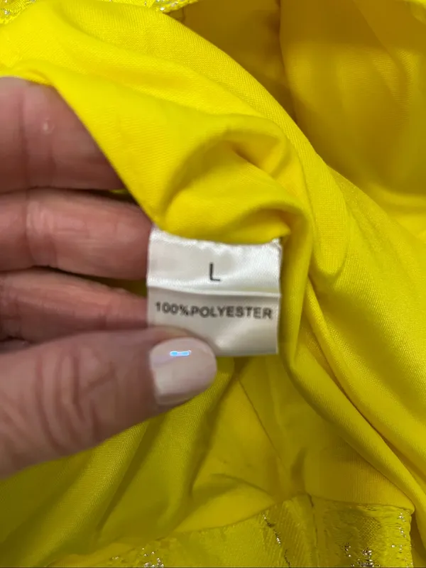 NWT Bella Barnett Yellow Ruffled Off-Shoulder Cocktail Dress size L - Image 12