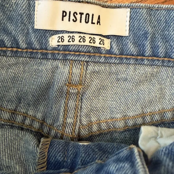 NWT Pistola 26 Button Denim Jean Blue Mini Skirt Distressed Y2K Vibe Cali Preppy - Image 8