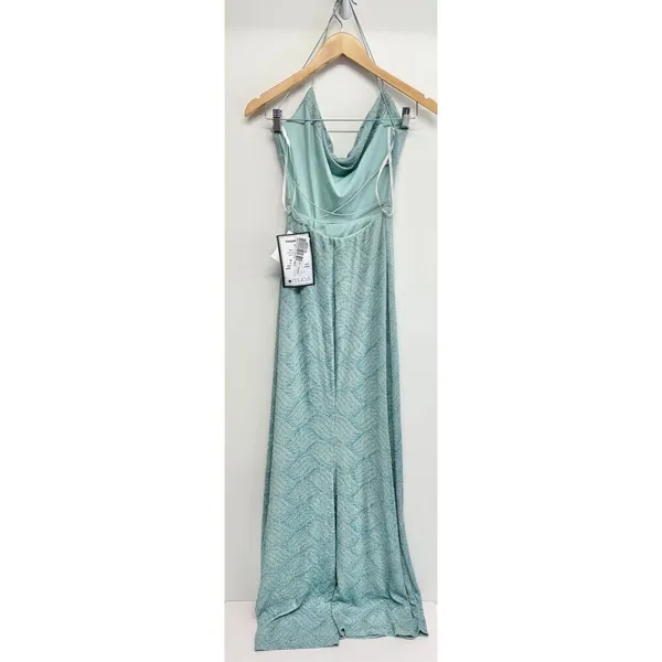 B Darlin Gown Size Small Green Mint Open‎ Back Side Slit Spaghetti Strap - Image 9