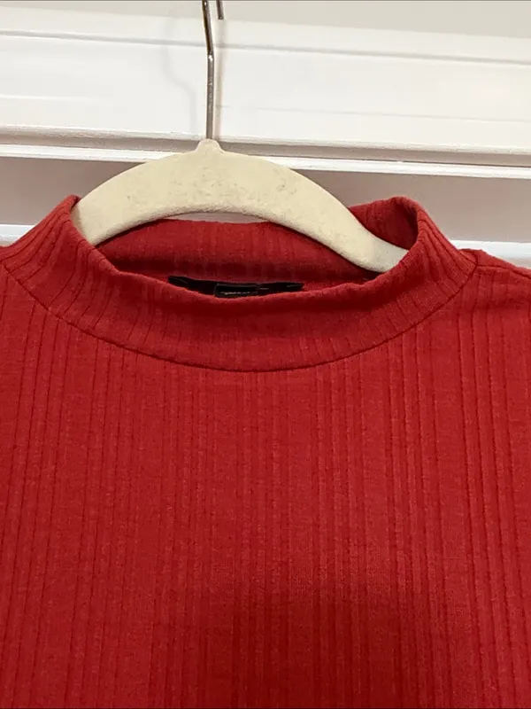 J. Crew Ribbed Long-Sleeve Mock Neck Sweater - Red - Image 4