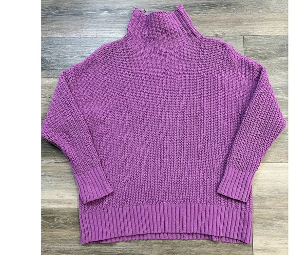 Aerie Chunky Turtleneck Sweater Purple Long Sleeve Knit Women's Small - Image 2