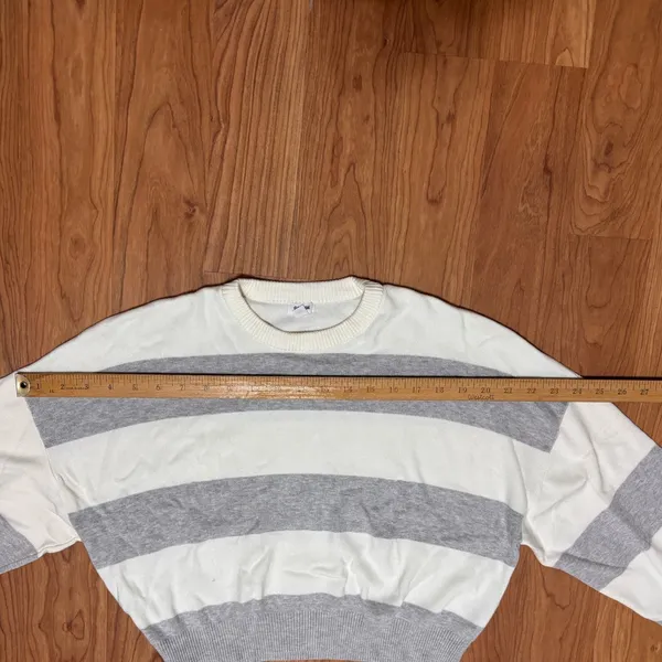 Garage Striped Cropped Sweater Women S Gray Neutral Soft Girl Preppy Sustainable - Image 11
