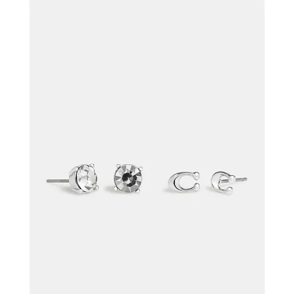 Coach Set of 2 Silver Stud Earrings One Size - Image 2