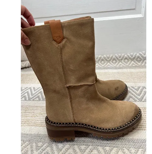 Gentle Souls Tan Suede Mid-Calf Lug Sole Zipper Brody Boots US 9 Kenneth Cole - Image 6