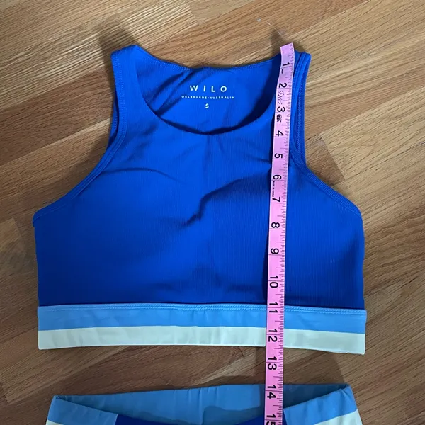 WILO Active Blue Sports Bra (S) & High Waist Leggings (XS) Matching Activewear Set Excellent - Image 8